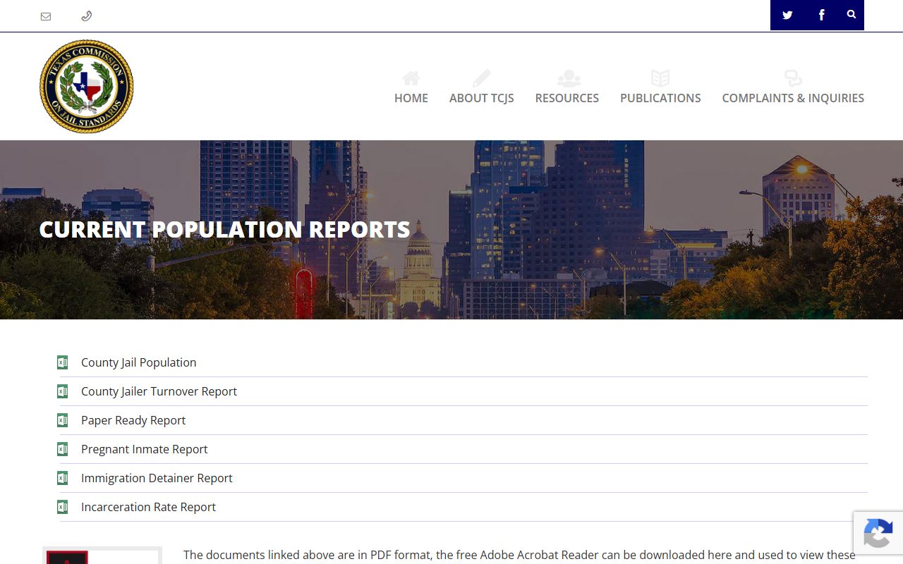 TCJS population reports for Collingsworth County inmate population data